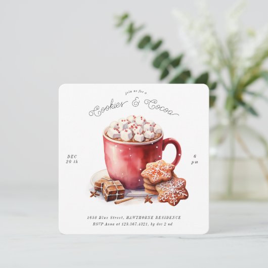 Rustieke Cookies en Cacao Vakantie Uitnodigen Kaart (Staand voorkant)