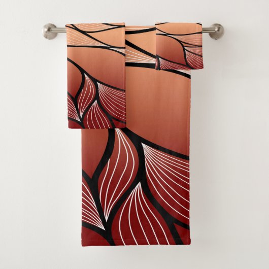 Rustieke Coppery Bronze Leave Pattern Bad Handdoek (Insitu)