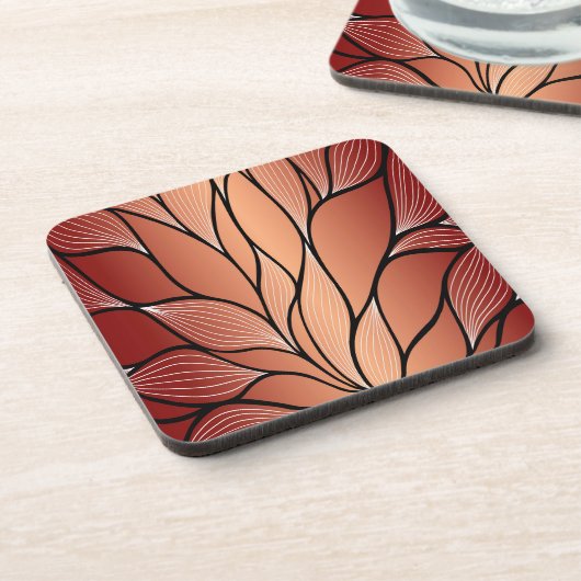 Rustieke Coppery Bronze Leave Pattern Bier Onderzetter (Linkerzijde)