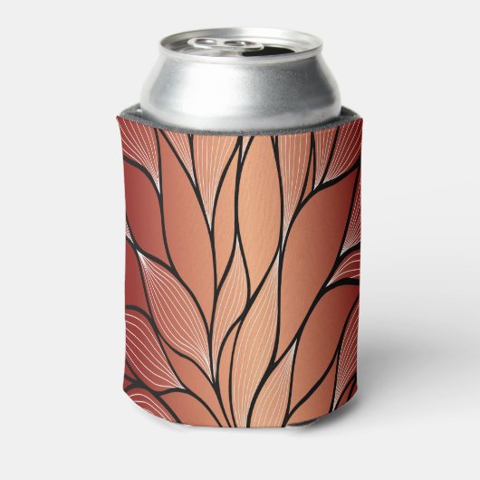 Rustieke Coppery Bronze Leave Pattern Blikjeskoeler (Blikje Achterkant)