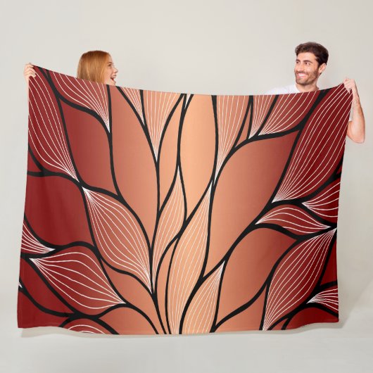 Rustieke Coppery Bronze Leave Pattern Fleece Deken (In situ)