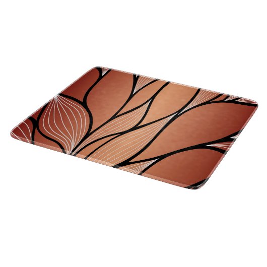 Rustieke Coppery Bronze Leave Pattern Glass Snijplank (Hoek)