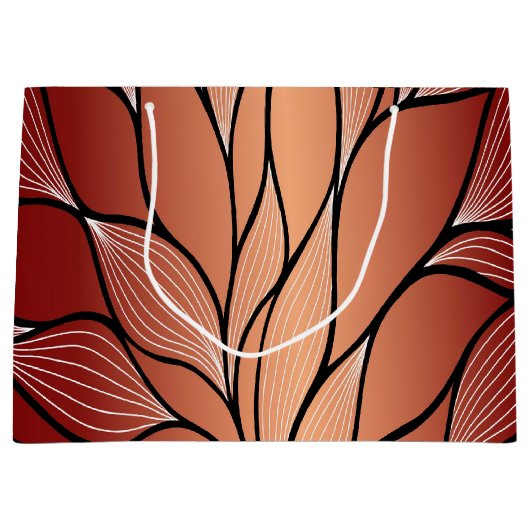 Rustieke Coppery Bronze Leave Pattern Groot Cadeauzakje (Voorkant)