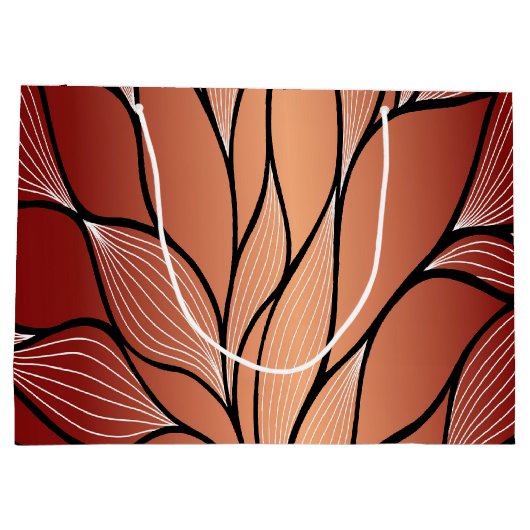 Rustieke Coppery Bronze Leave Pattern Groot Cadeauzakje (Achterkant)