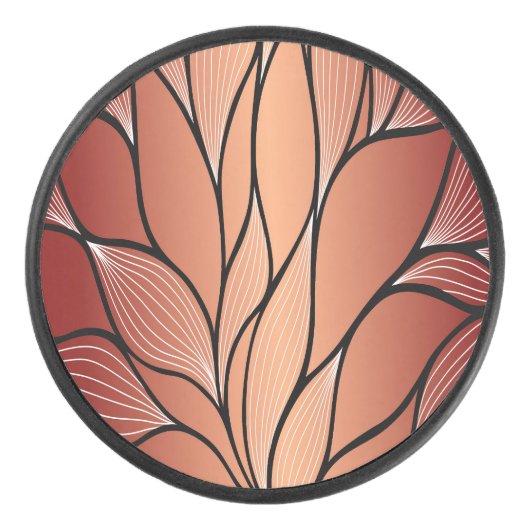 Rustieke Coppery Bronze Leave Pattern Hockey Puck (Voorkant)