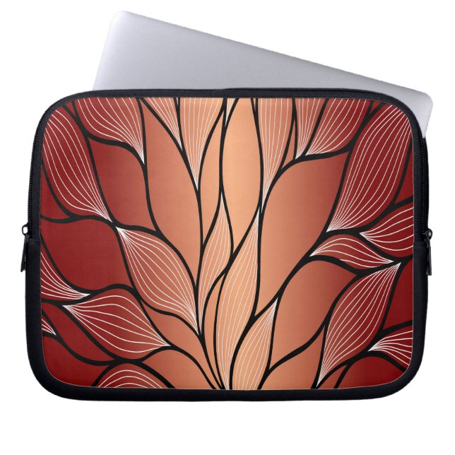 Rustieke Coppery Bronze Leave Pattern Laptop Sleeve (Voorkant)
