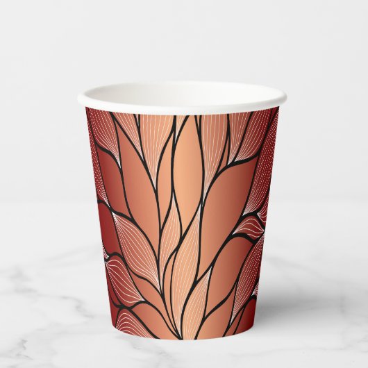 Rustieke Coppery Bronze Leave Pattern Papieren Bekers (Voorkant)