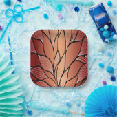 Rustieke Coppery Bronze Leave Pattern Papieren Bordje (Feest)