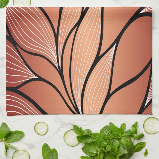 Rustieke Coppery Bronze Leave Pattern Theedoek (Gevouwen)