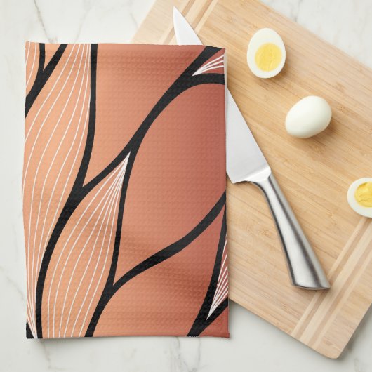 Rustieke Coppery Bronze Leave Pattern Theedoek (Quarter Fold)