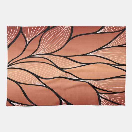 Rustieke Coppery Bronze Leave Pattern Theedoek (Horizontaal)