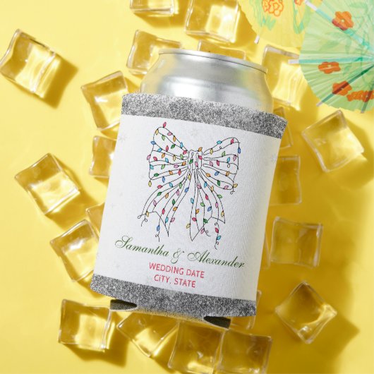 Rustieke Coquette Bow Winter Christmas Wedding Par Blikjeskoeler (Insitu Zomer)