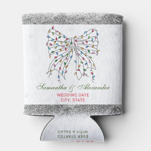 Rustieke Coquette Bow Winter Christmas Wedding Par Blikjeskoeler (Achterkant)