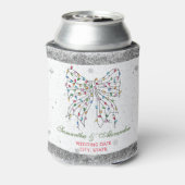 Rustieke Coquette Bow Winter Christmas Wedding Par Blikjeskoeler (Blikje Achterkant)