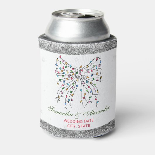 Rustieke Coquette Bow Winter Christmas Wedding Par Blikjeskoeler (Blikje Achterkant)