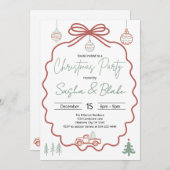 Rustieke Coquette Rood Groen Kerstfeest Kaart (Voorkant / Achterkant)