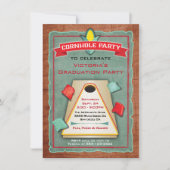 Rustieke Cornhole Bean Bag Toss Feest Uitnodiging (Voorkant)