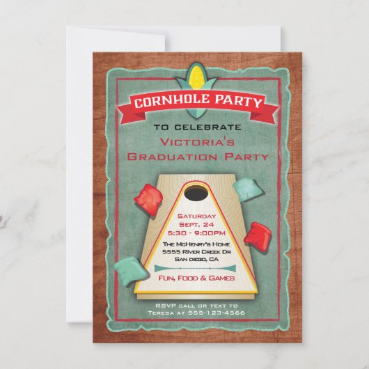 Rustieke Cornhole Bean Bag Toss Feest Uitnodiging (Voorkant)