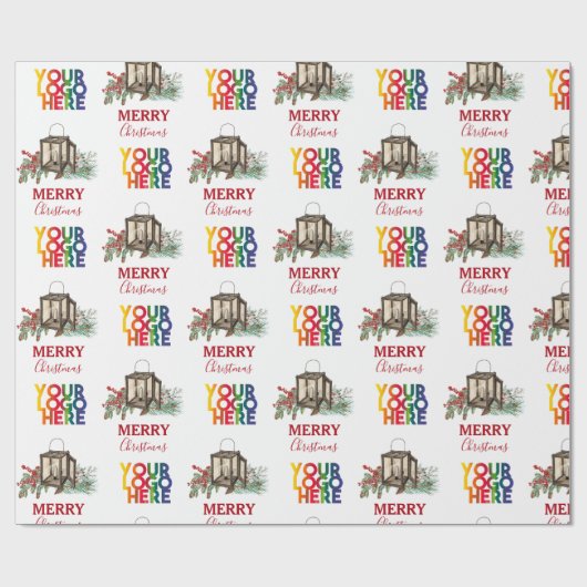 Rustieke Corporate Business Logo Kerst Cadeaupapier (Vlak)