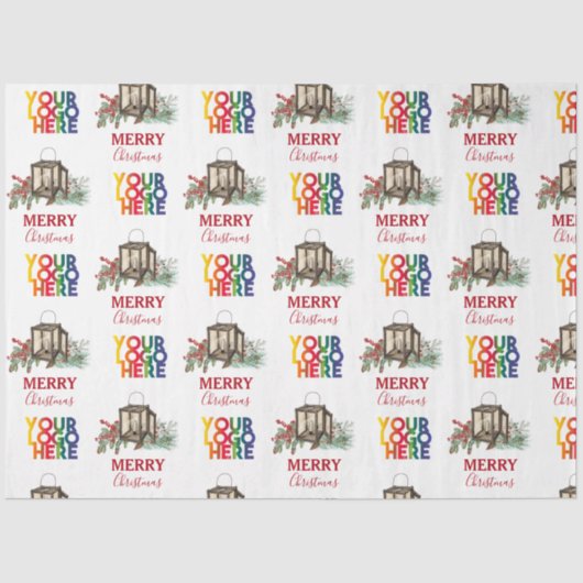 Rustieke Corporate Business Logo Kerst Tissuepapier (Voorkant)