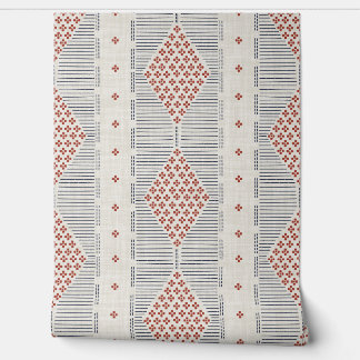 Rustieke Cottage Americana Erfgoed Blauw Rood Wit Behang