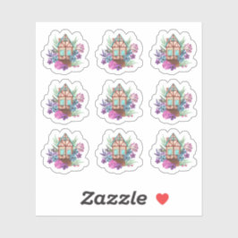 Rustieke Cottage Chic Bloemenkabin Waterverfvel Sticker