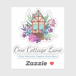 Rustieke Cottage Chic Floral Cabin Waterverf Logo Sticker