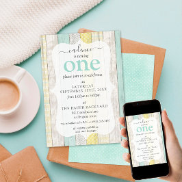 Rustieke Cottage Mint & Yellow Custom Age Verjaard Kaart