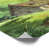 Rustieke Cottage onder de Zomerwolken Poster (Hoek)