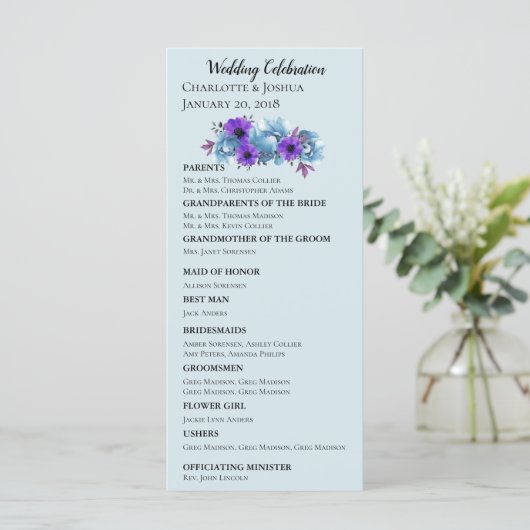 Rustieke Cottage Rozen bruidssuite bruidsceremonie Programmakaart (Staand voorkant)