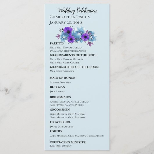 Rustieke Cottage Rozen bruidssuite bruidsceremonie Programmakaart (Voorkant)