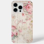 Rustieke Cottage stijl Rozen op oud hout w / naam Case-Mate iPhone Case (Achterkant)
