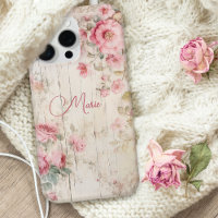 Rustieke Cottage stijl Rozen op oud hout w / naam