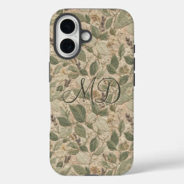 Rustieke Cottagecore Bloemige Botanische Saliegroe iPhone 16 Hoesje