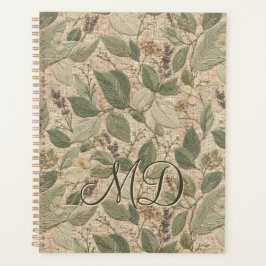Rustieke Cottagecore Bloemige Botanische Saliegroe Planner