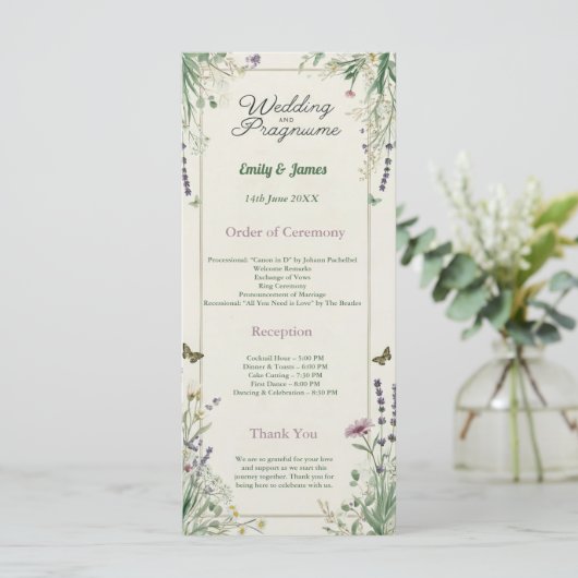 Rustieke Cottagecore Huwelijksprogramma (Staand voorkant)