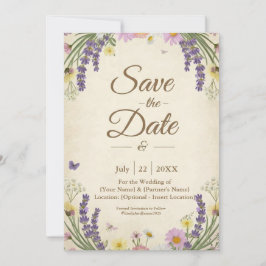 Rustieke Cottagecore Save the Date Kaart