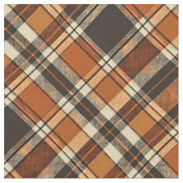 Rustieke Cottagecore Sinaasappel en Beige Plaid Pa Stof