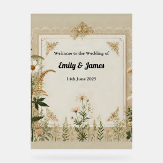 Rustieke CottageCore Trouwbord Acryl Bord