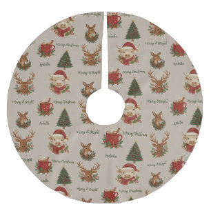 Rustieke CottageCore Vrolijke Kerstdieren & Cacao Kerstboom Rok