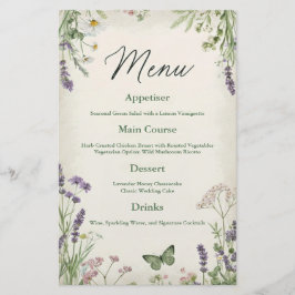 Rustieke Cottagecore Wedding Menu Kaart