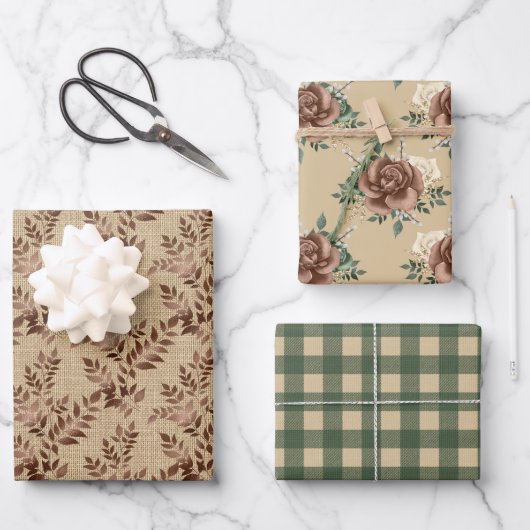 Rustieke Cottagecore Wrapping Paper Sheets (Voorkant)