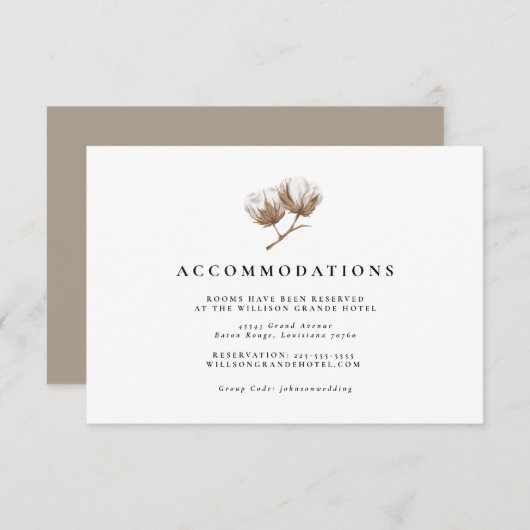 Rustieke Cotton Accommodaties Enclosure Kaart (Voorkant / Achterkant)