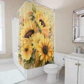 Rustieke Country Americana Zonnebloem Douchegordij Douchegordijn (In situ)