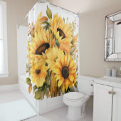 Rustieke Country Americana Zonnebloem Douchegordij Douchegordijn (In situ)
