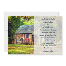 Rustieke Country Barn Amerikaanse vlag bruiloft ui