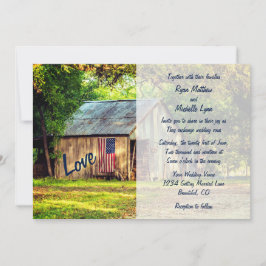 Rustieke Country Barn Amerikaanse vlag bruiloft ui Kaart