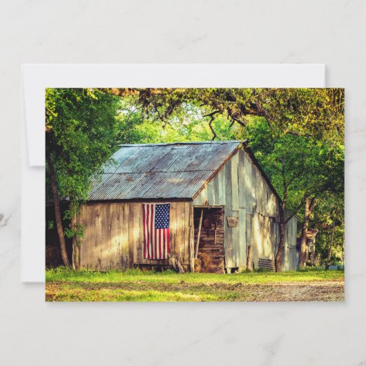 Rustieke Country Barn Amerikaanse vlag bruiloft ui Kaart (Achterkant)