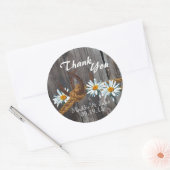 Rustieke Country Barn Hout en Daisies Ronde Sticker (Envelop)