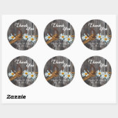 Rustieke Country Barn Hout en Daisies Ronde Sticker (Vel)